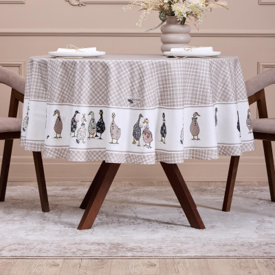 Скатерть "FAMILY FARM" круглая 190 см , 100% хлопок, клетка , твил, пропитка LEFARD 850-748-22-8