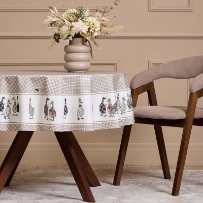 Скатерть круглая "FAMILY FARM" 150 см ,100% хлопок, клетка,твил, пропитка LEFARD 850-748-23-11