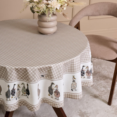 Скатерть круглая "FAMILY FARM" 150 см ,100% хлопок, клетка,твил, пропитка LEFARD 850-748-23-12