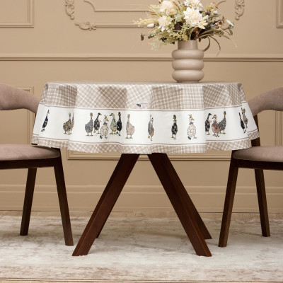 Скатерть круглая "FAMILY FARM" 150 см ,100% хлопок, клетка,твил, пропитка LEFARD 850-748-23-3