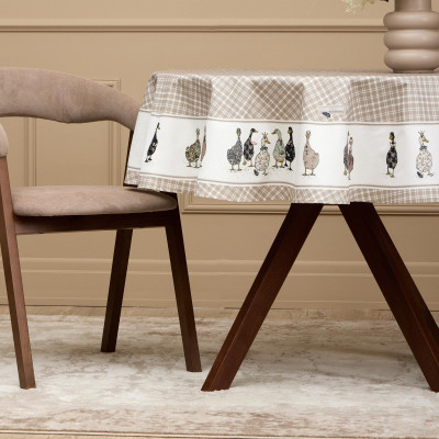 Скатерть круглая "FAMILY FARM" 150 см ,100% хлопок, клетка,твил, пропитка LEFARD 850-748-23-4