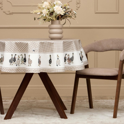 Скатерть круглая "FAMILY FARM" 150 см ,100% хлопок, клетка,твил, пропитка LEFARD 850-748-23-5