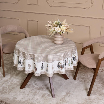 Скатерть круглая "FAMILY FARM" 150 см ,100% хлопок, клетка,твил, пропитка LEFARD 850-748-23-8