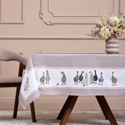 Скатерть "FAMILY FARM" 140х180см ,100% хлопок, капучино , твил, пропитка LEFARD 850-749-2-3