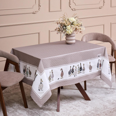 Скатерть "FAMILY FARM" 140х180см ,100% хлопок, капучино , твил, пропитка LEFARD 850-749-2-5