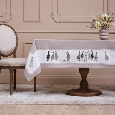 Скатерть "FAMILY FARM" 160х220см , 100% хлопок, капучино, твил, пропитка LEFARD 850-749-21-9