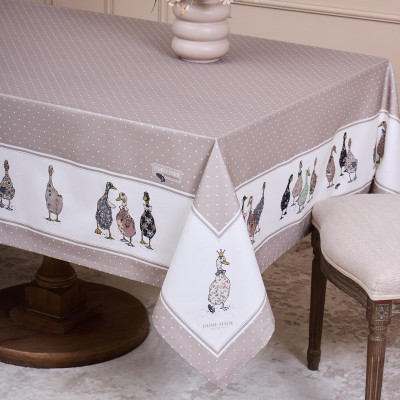 Скатерть "FAMILY FARM" 160х220см , 100% хлопок, капучино, твил, пропитка LEFARD 850-749-21-10