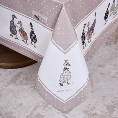 Скатерть "FAMILY FARM" 160х220см , 100% хлопок, капучино, твил, пропитка LEFARD 850-749-21-2