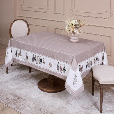 Скатерть "FAMILY FARM" 160х220см , 100% хлопок, капучино, твил, пропитка LEFARD 850-749-21-3