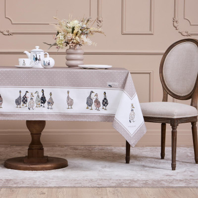 Скатерть "FAMILY FARM" 160х220см , 100% хлопок, капучино, твил, пропитка LEFARD 850-749-21-4