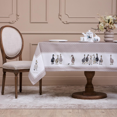 Скатерть "FAMILY FARM" 160х220см , 100% хлопок, капучино, твил, пропитка LEFARD 850-749-21-5