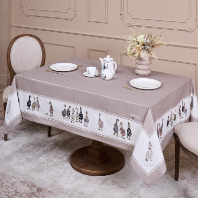 Скатерть "FAMILY FARM" 160х220см , 100% хлопок, капучино, твил, пропитка LEFARD 850-749-21-6