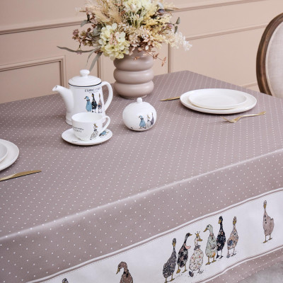 Скатерть "FAMILY FARM" 160х220см , 100% хлопок, капучино, твил, пропитка LEFARD 850-749-21-7