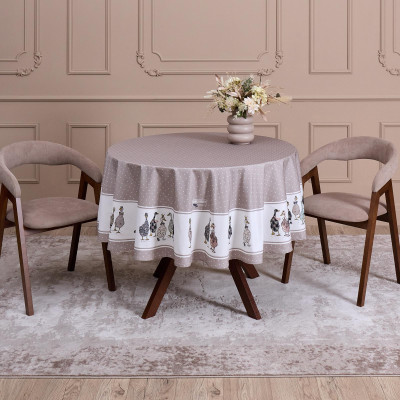 Скатерть круглая "FAMILY FARM" 190 см ,100% хлопок, капучино ,твил, пропитка LEFARD 850-749-22