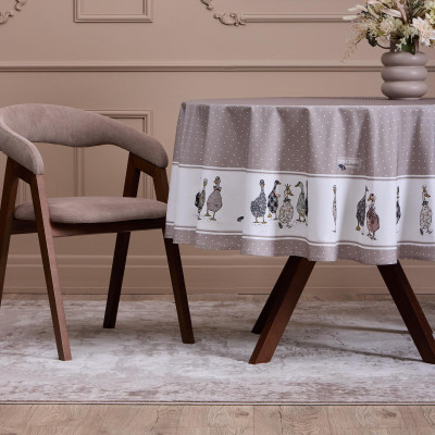 Скатерть круглая "FAMILY FARM" 190 см ,100% хлопок, капучино ,твил, пропитка LEFARD 850-749-22-5