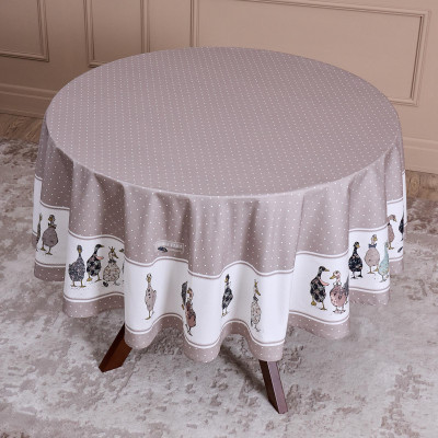 Скатерть круглая "FAMILY FARM" 190 см ,100% хлопок, капучино ,твил, пропитка LEFARD 850-749-22-8