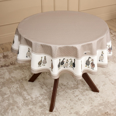 Скатерть круглая"family farm" 150 см ,100% хлопок,капучино ,твил, пропитка LEFARD 850-749-23-10