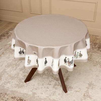 Скатерть круглая"family farm" 150 см ,100% хлопок,капучино ,твил, пропитка LEFARD 850-749-23-11