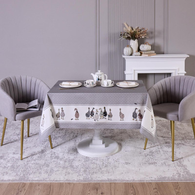 Скатерть "FAMILY FARM" 140х180см ,100% хлопок , серый , твил, пропитка LEFARD 850-750-2