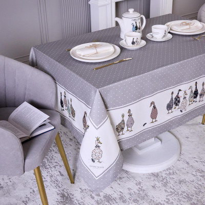Скатерть "FAMILY FARM" 140х180см ,100% хлопок , серый , твил, пропитка LEFARD 850-750-2-6
