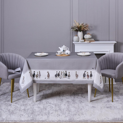 Скатерть "FAMILY FARM" 160х220см , 100% хлопок, серый, твил, пропитка LEFARD 850-750-21