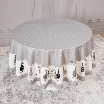 Скатерть круглая "FAMILY FARM" 190 см , серый ,100% хлопок , твил, пропитка LEFARD 850-750-22-3