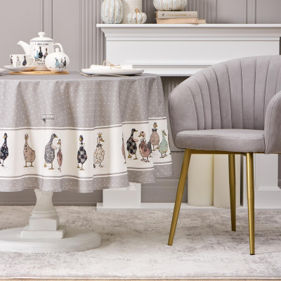 Скатерть круглая "FAMILY FARM" 190 см , серый ,100% хлопок , твил, пропитка LEFARD 850-750-22-6