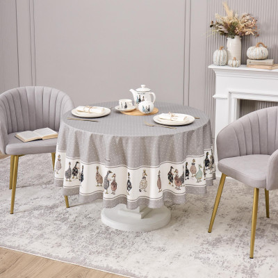 Скатерть круглая "FAMILY FARM" 190 см , серый ,100% хлопок , твил, пропитка LEFARD 850-750-22-7