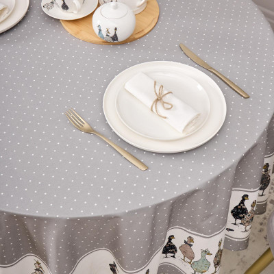 Скатерть круглая "FAMILY FARM" 190 см , серый ,100% хлопок , твил, пропитка LEFARD 850-750-22-8