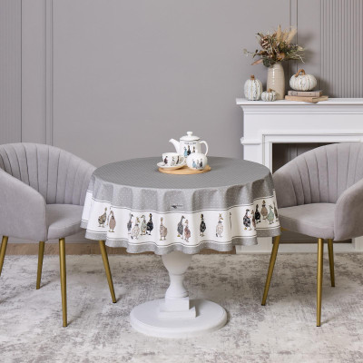 Скатерть круглая "FAMILY FARM" 150 см ,100% хлопок,серый ,твил, пропитка LEFARD 850-750-23