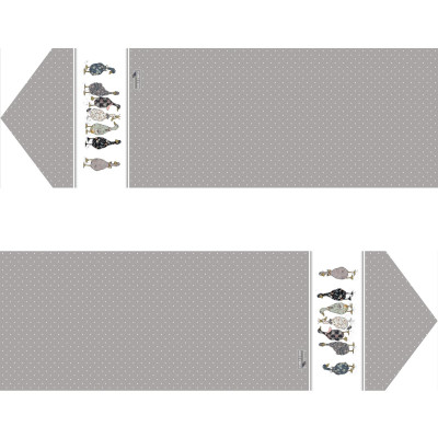 Дорожка на стол "FAMILY FARM", 45х300см, серый, кайма 100% хлопок,твил LEFARD 850-750-35