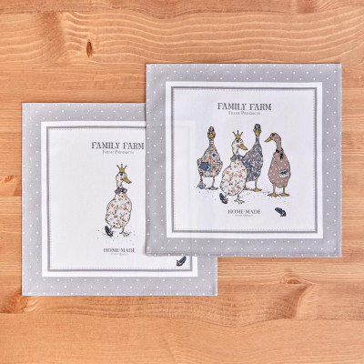 Набор салфеток из 2-х шт "FAMILY FARM" 40х40см, твил, 100% хлопок, серый LEFARD 850-750-8