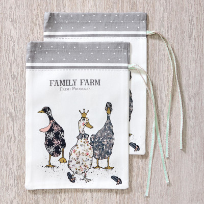 Набор мешочков из 2-х шт " FAMILY FARM" 20х29см, 100% хлопок, серый, твил, пропитка LEFARD 850-750-91-2