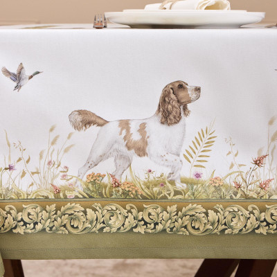 Скатерть " ОХОТА" 140х180см , 100% хлопок, зеленый , твил, пропитка LEFARD 850-751-2-10