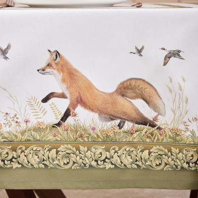 Скатерть " ОХОТА" 140х180см , 100% хлопок, зеленый , твил, пропитка LEFARD 850-751-2-11