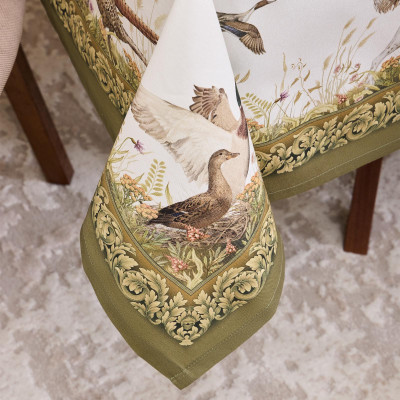 Скатерть " ОХОТА" 140х180см , 100% хлопок, зеленый , твил, пропитка LEFARD 850-751-2-4