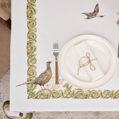 Скатерть " ОХОТА" 140х180см , 100% хлопок, зеленый , твил, пропитка LEFARD 850-751-2-5