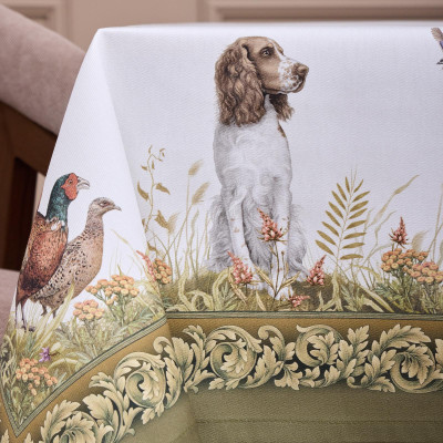 Скатерть " ОХОТА" 110х140см , 100% хлопок, зеленый, твил, пропитка LEFARD 850-751-20-10