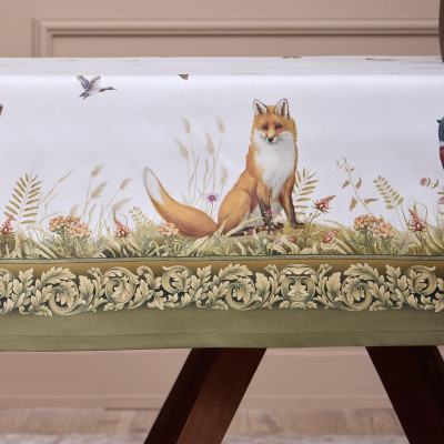 Скатерть " ОХОТА" 110х140см , 100% хлопок, зеленый, твил, пропитка LEFARD 850-751-20-13