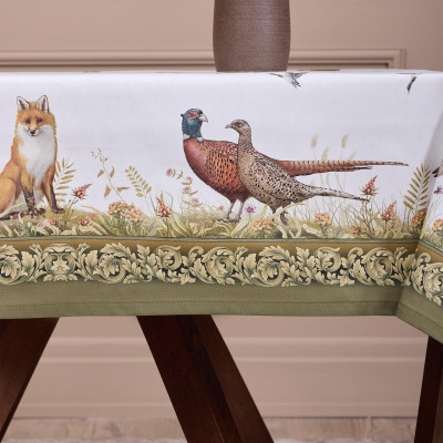 Скатерть " ОХОТА" 110х140см , 100% хлопок, зеленый, твил, пропитка LEFARD 850-751-20-14