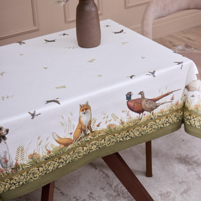 Скатерть " ОХОТА" 110х140см , 100% хлопок, зеленый, твил, пропитка LEFARD 850-751-20-15