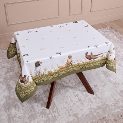 Скатерть " ОХОТА" 110х140см , 100% хлопок, зеленый, твил, пропитка LEFARD 850-751-20-16