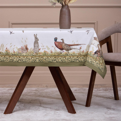 Скатерть " ОХОТА" 110х140см , 100% хлопок, зеленый, твил, пропитка LEFARD 850-751-20-3