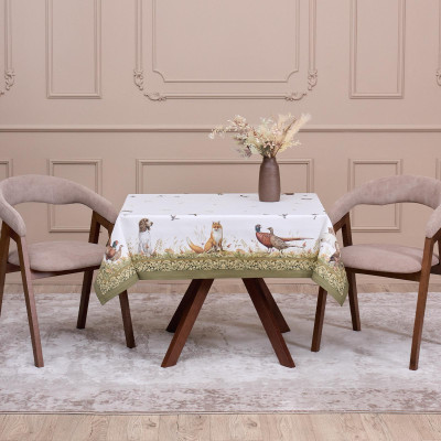 Скатерть " ОХОТА" 110х140см , 100% хлопок, зеленый, твил, пропитка LEFARD 850-751-20