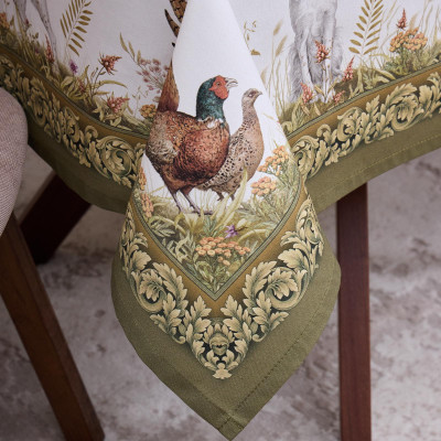 Скатерть " ОХОТА" 110х140см , 100% хлопок, зеленый, твил, пропитка LEFARD 850-751-20-6