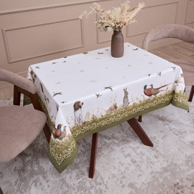 Скатерть " ОХОТА" 110х140см , 100% хлопок, зеленый, твил, пропитка LEFARD 850-751-20-7