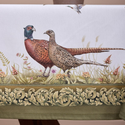 Скатерть " ОХОТА" 110х140см , 100% хлопок, зеленый, твил, пропитка LEFARD 850-751-20-8