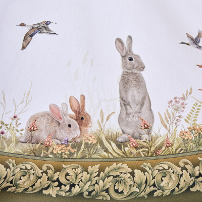 Скатерть круглая "ОХОТА"190 см ,100% хлопок,зеленый, твил, пропитка LEFARD 850-751-22-15