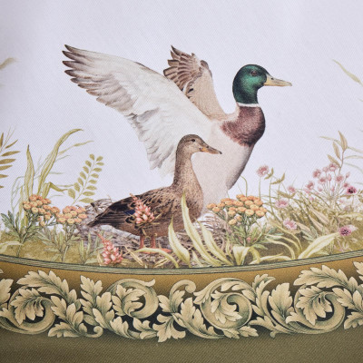 Скатерть круглая "ОХОТА"190 см ,100% хлопок,зеленый, твил, пропитка LEFARD 850-751-22-16