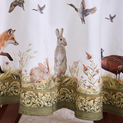 Скатерть круглая" ОХОТА" 150 см ,100% хлопок,зеленый ,твил, пропитка LEFARD 850-751-23-5